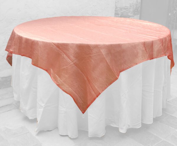 Mantel Decorativo Cuadrado Rosa Imperial, 210 x 210 cm, con Detalles de Cristal, Fácil Lavado